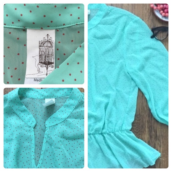Francesca's Collections Tops - EUC Francesca M polka dot sheer flowy office cute